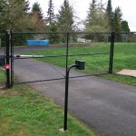 123 black chain link fence & gate with gate operator and keypad