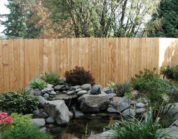 341-Residential dog-eared solid one side wood fence for garden